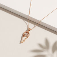0.05CTW Round Cut Lab Grown Diamond Angel Wing Heart Pendant Necklace for Women Rose Gold