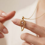 0.05CTW Round Cut Lab Grown Diamond Angel Wing Heart Pendant Necklace for Women Gold