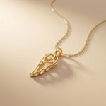 0.05CTW Round Cut Lab Grown Diamond Angel Wing Heart Pendant Necklace for Women Gold