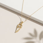 0.05CTW Round Cut Lab Grown Diamond Angel Wing Heart Pendant Necklace for Women Gold