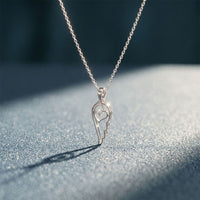 0.05CTW Round Cut Lab Grown Diamond Angel Wing Heart Pendant Necklace for Women White