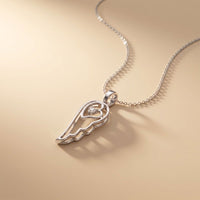 0.05CTW Round Cut Lab Grown Diamond Angel Wing Heart Pendant Necklace for Women White