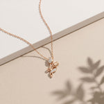 0.10CTW Round Cut Lab Grown Diamond Floral Tulip Pendant Necklace for Women Rose Gold