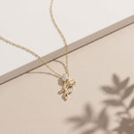 0.10CTW Round Cut Lab Grown Diamond Floral Tulip Pendant Necklace for Women Gold