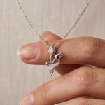 0.10CTW Round Cut Lab Grown Diamond Floral Tulip Pendant Necklace for Women White