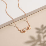 0.10CTW Round Cut Lab Grown Diamond LOVE Letter Pendant Necklace for Women Rose Gold