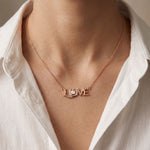 0.10CTW Round Cut Lab Grown Diamond LOVE Letter Pendant Necklace for Women Rose Gold