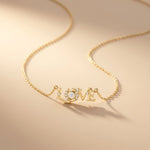 0.10CTW Round Cut Lab Grown Diamond LOVE Letter Pendant Necklace for Women Gold