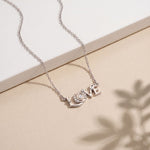 0.10CTW Round Cut Lab Grown Diamond LOVE Letter Pendant Necklace for Women White