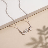 0.10CTW Round Cut Lab Grown Diamond LOVE Letter Pendant Necklace for Women White
