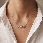 0.10CTW Round Cut Lab Grown Diamond LOVE Letter Pendant Necklace for Women White