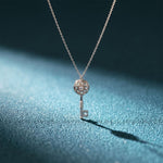 0.01CTW Round Cut Lab Grown Diamond Vintage Key Pendant Necklace for Women White