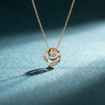 0.35CTW Round Cut Lab Grown Diamond Bloom Swirl Pendant Necklace for Women Rose Gold