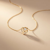 0.35CTW Round Cut Lab Grown Diamond Bloom Swirl Pendant Necklace for Women Gold
