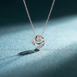 0.35CTW Round Cut Lab Grown Diamond Bloom Swirl Pendant Necklace for Women White