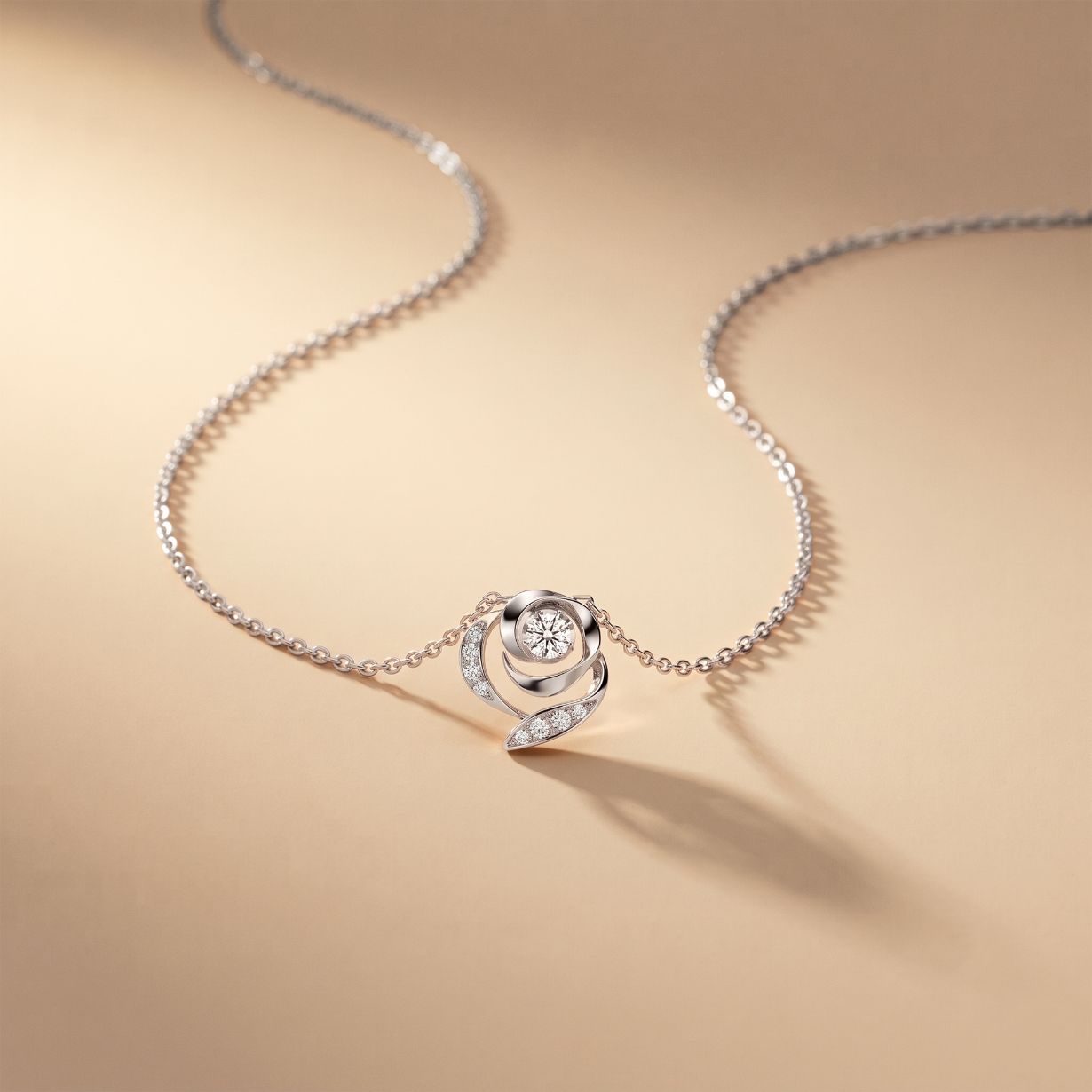 0.35CTW Round Cut Lab Grown Diamond Bloom Swirl Pendant Necklace for Women White