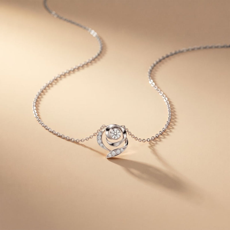 0.35CTW Round Cut Lab Grown Diamond Bloom Swirl Pendant Necklace for Women White