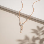 0.15CTW Round Cut Lab Grown Diamond Butterfly Tassel Pendant Necklace for Women Rose Gold