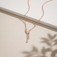 0.15CTW Round Cut Lab Grown Diamond Butterfly Tassel Pendant Necklace for Women Rose Gold