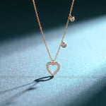 0.50CTW Round Cut Lab Grown Diamond Open Heart Station Pendant Necklace for Women Rose Gold