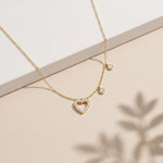 0.50CTW Round Cut Lab Grown Diamond Open Heart Station Pendant Necklace for Women Gold