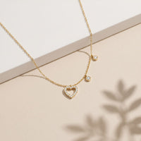 0.50CTW Round Cut Lab Grown Diamond Open Heart Station Pendant Necklace for Women Gold