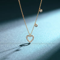 0.50CTW Round Cut Lab Grown Diamond Open Heart Station Pendant Necklace for Women Gold