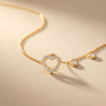0.50CTW Round Cut Lab Grown Diamond Open Heart Station Pendant Necklace for Women Gold
