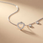 0.50CTW Round Cut Lab Grown Diamond Open Heart Station Pendant Necklace for Women White