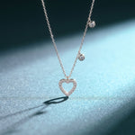 0.50CTW Round Cut Lab Grown Diamond Open Heart Station Pendant Necklace for Women White
