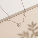 0.50CTW Round Cut Lab Grown Diamond Open Heart Station Pendant Necklace for Women White
