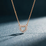 0.40CTW Round Cut Lab Grown Diamond Open Heart Pavé Pendant Necklace for Women Rose Gold
