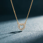 0.40CTW Round Cut Lab Grown Diamond Open Heart Pavé Pendant Necklace for Women Gold