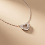 0.40CTW Round Cut Lab Grown Diamond Open Heart Pavé Pendant Necklace for Women White