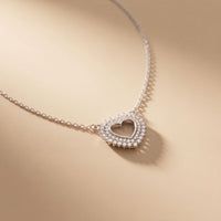 0.40CTW Round Cut Lab Grown Diamond Open Heart Pavé Pendant Necklace for Women White