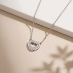 0.40CTW Round Cut Lab Grown Diamond Open Heart Pavé Pendant Necklace for Women White