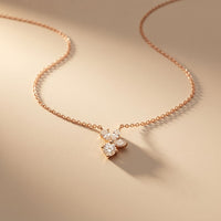 2.15CTW Round & Marquise Cut Lab Grown Diamond Floral Cluster Pendant Necklace Rose Gold