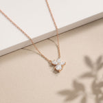 2.15CTW Round & Marquise Cut Lab Grown Diamond Floral Cluster Pendant Necklace Rose Gold