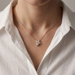 2.15CTW Round & Marquise Cut Lab Grown Diamond Floral Cluster Pendant Necklace Rose Gold