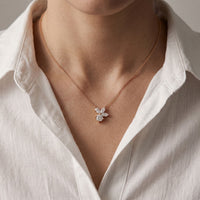 2.15CTW Round & Marquise Cut Lab Grown Diamond Floral Cluster Pendant Necklace Rose Gold
