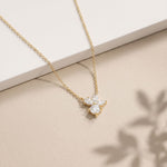 2.15CTW Round & Marquise Cut Lab Grown Diamond Floral Cluster Pendant Necklace Gold