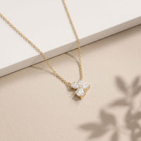 2.15CTW Round & Marquise Cut Lab Grown Diamond Floral Cluster Pendant Necklace Gold