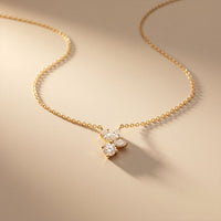 2.15CTW Round & Marquise Cut Lab Grown Diamond Floral Cluster Pendant Necklace Gold