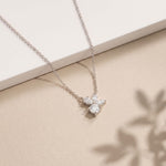 2.15CTW Round & Marquise Cut Lab Grown Diamond Floral Cluster Pendant Necklace White