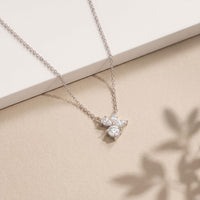 2.15CTW Round & Marquise Cut Lab Grown Diamond Floral Cluster Pendant Necklace White