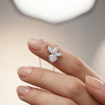 2.15CTW Round & Marquise Cut Lab Grown Diamond Floral Cluster Pendant Necklace White