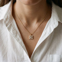 1.65CTW Princess Cut Lab Grown Diamond Square Halo Pendant Necklace Gold