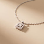 1.65CTW Princess Cut Lab Grown Diamond Square Halo Pendant Necklace White