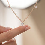0.30CTW Baguette Cut Lab Grown Diamond Station Pendant Necklace Rose Gold