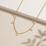 0.30CTW Baguette Cut Lab Grown Diamond Station Pendant Necklace Gold
